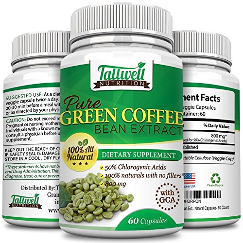 Pure Green Coffee Bean - 800mg - 60 Capsules - GCA (Green Coffee Antioxidants) 50% Chlorogenic Acids - Promotes Weight Loss and Fat Breakdown - Money Back Guarantee By Tallwell Nutrition(tm). Premium Quality Green Coffee Bean Extract Weight Loss Supplement - Free Diet, Weight Loss Tips and Healthy Articles Blog Included with All of Our Products. Pure Green Coffee Bean - 800mg - 60 Capsules - GCA (Green Coffee Antioxidants) 50% Chlorogenic Acids - Promotes Weight Loss and Fat Breakdown - Money Back Guarantee By Tallwell Nutrition(tm). Premium Quality Green Coffee Bean Extract Weight Loss Supplement - Free Diet, Weight Loss Tips and Healthy Articles Blog Included with All of Our Products.