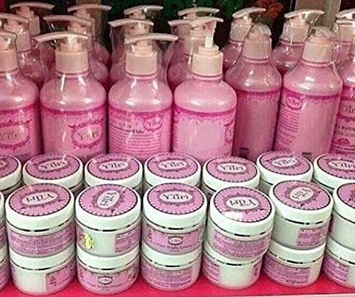 1 Set Yuri Whitening White Cream+white Lotion+soap+suncreen Spf50+perfect Mask [Get Free Tomato Facial Mask + Free Gift : Camomile Tea ]