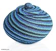 Beaded rattan basket, 'Blue Vortex Diamond' Beaded rattan basket, 'Blue Vortex Diamond'