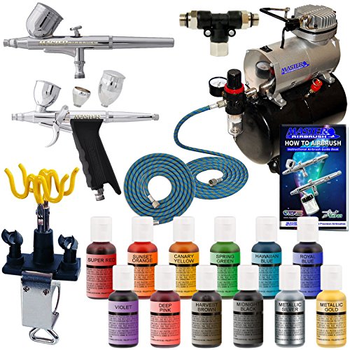 Master airbrush 2-airbrush deluxe cake decorating airbrush kit wi…