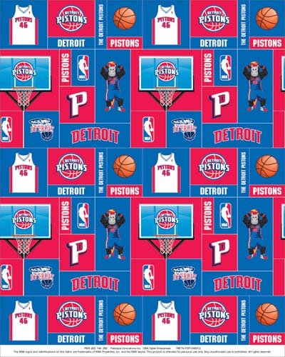 NBA Detroit Pistons Basketball Print Fleece Fabric