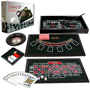 Trademark Poker 4-in-1 Casino Game Table Roulette, Craps, Poker, Blackjack
