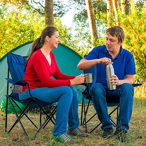 Folding Camping Chair, Portable Carry Bag for Storage and Travel, Best Durable Outdoor Quad Beach Chairs, Comfortable Arms, Space Saving, Lightweight Great for Transport, Sports, Fishing and Hiking