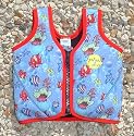 Splash About - Float Jacket with adjustable buoyancy: Fish Print with Red binding, 3 to 6 years