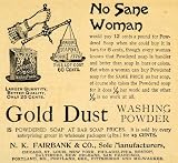1892 Ad N. K. Fairbank Gold Dust Washing Powder Scale Household Cleaning Product - Original Print Ad