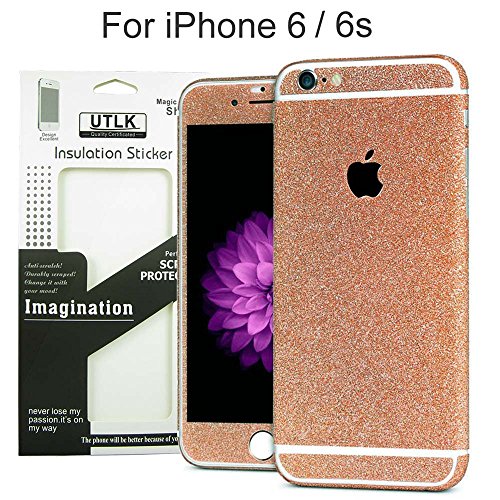 iPhone 6 / 6s Glitter Sticker Deal, UTLKÂ® Shining Decal Sticker for iPhone 6s Full Body wrap Luxury Bling Crystal Diamond Screen Protector Film Sticker for Iphone 6 6s Bling Decal (Glitter Pink)