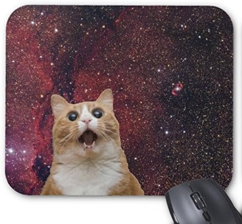 lisaKim Galaxy Cat Screaming In Space Office&Gaming Rectangle Mouse Pad in 250mm*200mm*3mm