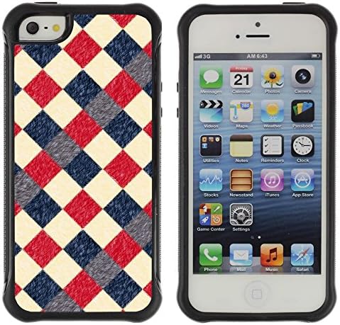 iArmor Hybrid Anti-Shock Defend Case / Vintage Retro Red Checkered Diner Pattern / Apple iPhone 5 / 5S
