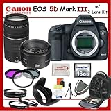 Canon EOS 5D Mark III SLR Digital Camera w/ SSE Ultimate Lens Kit - Includes: Canon EF 75-300mm f/4-5.6 III Telephoto Zoom Lens + Canon EF 50mm f/1.8 II Camera Lens + 3 Piece Professional Filter Kit + 4 Piece Close Up Macro Kit + Deluxe Weatherproof Backpack, 16GB High Speed CF Card & More!!