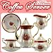 Porcelain China Tea Set Victorian Coffee/Tea Server in Crimson Accent, Irredescent Porcelain