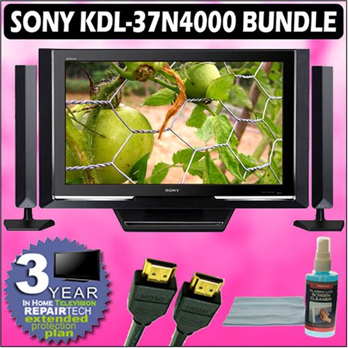 Sony Bravia N-Series KDL-37N4000 37in. 720P Widescreen LCD HDTV (Black) and Accessory Outfit With 3 Year