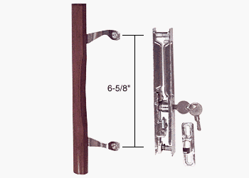 CRL Wood/Chrome Flush Mount Keyed Sliding Glass Door Handle Set 6-5/8 Screw Holes