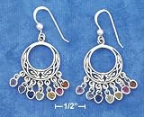 Sterling Silver Open Round Celtic Earrings with Rainbow Stones On French Wire S