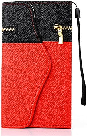 iPhone 6 Case,iPhone 6 4.7 Case-Uhope(TM)iPhone 6 wallet Case,iPhone 6 4.7 inch elegant Mobile phone holster-High Quality PU Leather Zipper Studded Wallet Flip Case Cover for Apple iPhone 6, with Useful Wallet and Card slot function-black and red(with free gift)