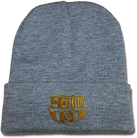 JIUWEI Futbol Club Barcelona FC Logo Beanie Fashion Unisex Embroidery Beanies Skullies Knitted Hats Skull Caps - Grey