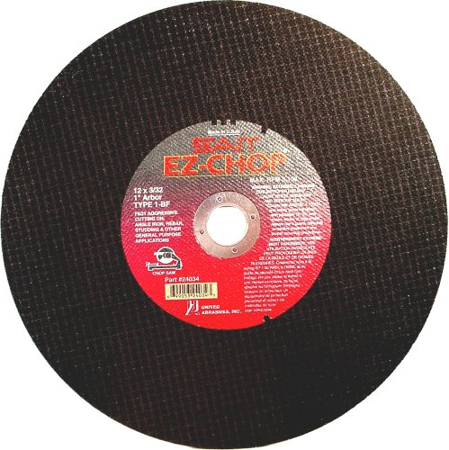 SAIT 24034 12-Inch x 3/32-Inch x 1-Inch 5100 Max RPM Type 1 EZ-Chop Saw Wheel - 10 Pack