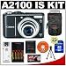 Canon PowerShot A2100 IS Compact Digital Camera + 8GB SD Card + Case + Batteries + Accessory Kit
