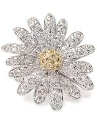 CZ by Kenneth Jay Lane "Floral Cubic Zirconia" Rhodium-Plated Gold and Sterling Silver Daisy Ring