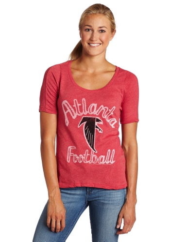 NFL Women's Atlanta Falcons Heather Vintage Thermal Sleeve Athletic Tee (Rustic, Small)