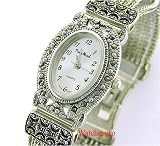 New Antique Marcasite Bangle Ladies Oval Watch Chains