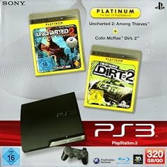 PlayStation 3 - Konsole Slim 320 GB, black inkl. Uncharted 2: Among Thieves + Colin McRae Dirt 2