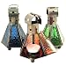 Small Moroccan Flared Glass Tealight Lantern, Blue