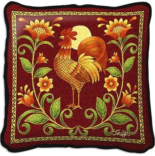 Sunrise Rooster Pillow - 17 x 17 Pillow