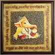 Embossed Hand Painted Ganesh Painting with Ganesh Arti