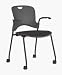Stackable Caper Side Chair by Herman Miller - Black, Black FlexNet Seat, Carpet Casters