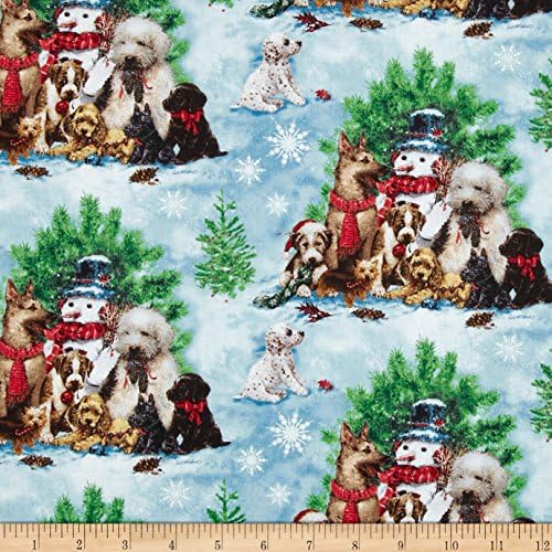 Holiday Pups Puppy Scenic Multi Fabric