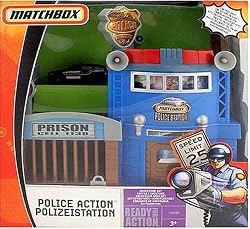 Matchbox Police Station Adventure Set w/ 1:64 Scale Collectible Die Cast Car