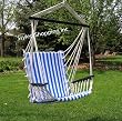 Deluxe Harmony Blue and White Hanging Hammock Sky Swing Chair