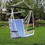 Deluxe Blue and White Hammock Swing Chair