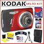 Kodak EasyShare M530 12MP Digital Camera with 3x Wide Angle Optical Zoom and 2.7 Inch LCD in Red + 4GB Accessory Kit