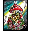Caterpillar & Shroom Blacklight Tapestry Wall Hanging
