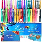 36 Gel Pens with Comfort Grip and Bonus Sketchbook Thick Paper and Coloring EBooks Glitter Metallic Neon Pastel Art Set for Drawing Sketching Doodling Great Gift Non-toxic Acid Free