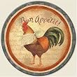 Lazy Susan ~ Bon Appetit Rooster ~ decorative tempered glass ~ 16 inch diameter