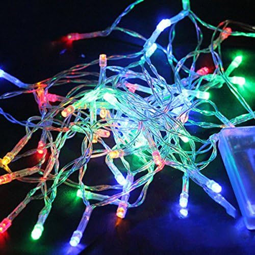 Christmas Light String with Transparent Battery Holder Colorful Crystal Lamp 16.5ft 50 Lamps Colorful