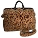 ArtisanStreet's Leopard Plush Chenille Tapestry Carpet Bag with Matching Shoulder Strap. Includes Outside Envelope Pocket at Back. Limited Edition. Use as Overnight Bag or Even as a Briefcase.