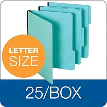 Globe-Weis Pressboard File Folder, 1 Inch Expansion, 1/3 Tabs, Letter Size, 25-Pack, Blue (615 1-3 BLU)