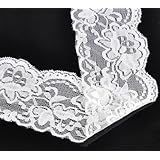 Housweety 10 Yards White Stretch Floral Scallop Lace Edge Trim 3-1/8" wide