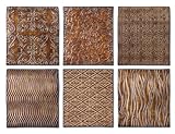 Hand Forged Metal Abstract Wall Decor Tile Plaques Set of 6