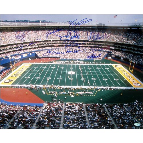 11 Signature Pittsburgh Steeler Greats 3 Rivers Stadium 50 Yd Line View 16x20 Autographed Photograph in Blue
