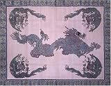 Purple Asian Dragon Indian Bedspread, Twin Size