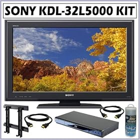 Sony Bravia L-Series KDL-32L5000 32-Inch 720p LCD HDTV + Sony BDPS360 Blu-Ray + Sony SUWL500 Wall Mount + Accessory Kit