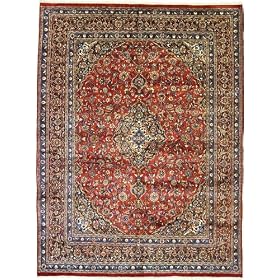 9'7 x 12'10 Red Persian Hand Knotted Wool Mashad Rug