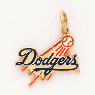 Los Angeles Dodgers Gold Tone Chain Necklace with Dodgers Team Logo Pendant