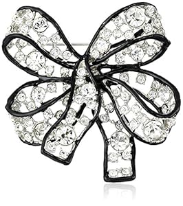 Kenneth Jay Lane Crystal, Black Line Bow Pin