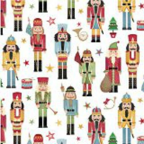 Tradtional Nutcraker Gift Wrap Flat Sheet 24" X 6' - Holiday Gift Wrapping Paper