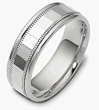 7mm Designer Platinum Comfort Fit Wedding Band Ring